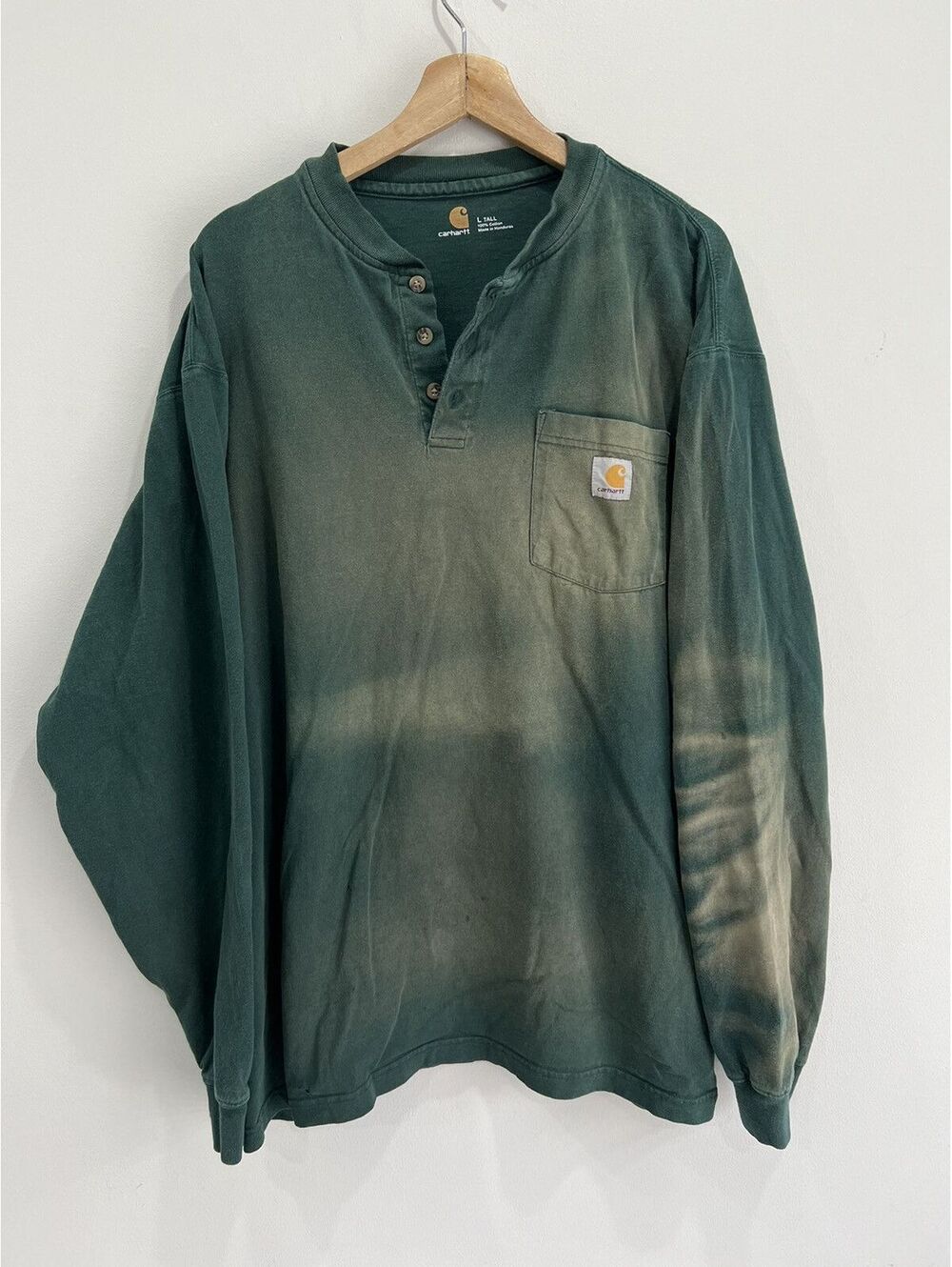 Vintage Carhartt Longsleeve Y2K Green Sun Faded Shirt